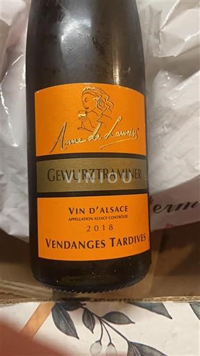 Alsace Vendanges Tardives Anne de Laweiss Gewurztraminer 2018