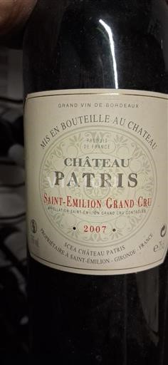 Bordeaux Saint-Émilion Grand Cru Grand Cru Château Patris 2007