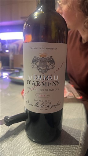 Bordeaux Saint-Émilion Grand Cru Grand Cru Domaine Malté Roquefort Dame d'Armens 2019