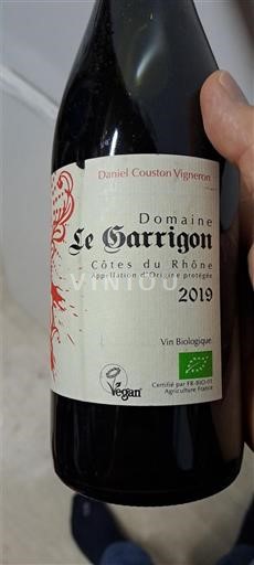 Vinos Rouge sec Domaine Le Garrigon 2019 Francia Valle del Ródano Côtes del Ródano AOC