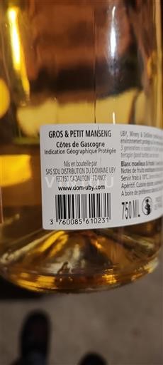 Sud-Ovest Côtes de Gascogne Domaine Uby Gros & Petit Manseng 2022