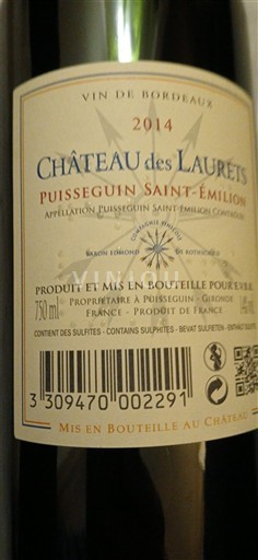 Bordeaux Puisseguin-saint-émilion Château S Laurets 2014
