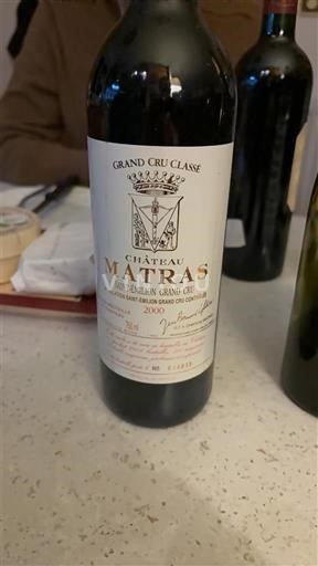 Bordoja Saint-Émilion Grand Cru Grand Cru Classé Château Matras 2000