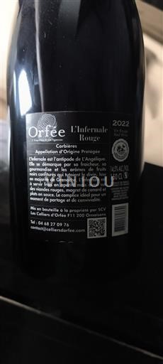 Languedoc Corbières Orfée L'Infernale Rouge 2022