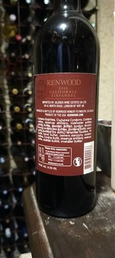 Vùng trồng nho được cấp phép California Không được chỉ định Renwood 2016