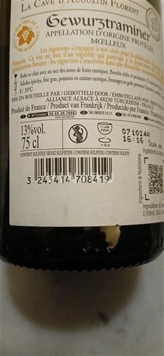 Alsace Gewurztraminer La Cave d'Augustin Florent 2023