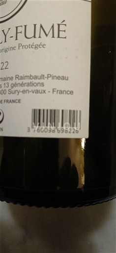 Vale do Loire Pouilly-fumé Domaine Raimbault-Pineau 2022