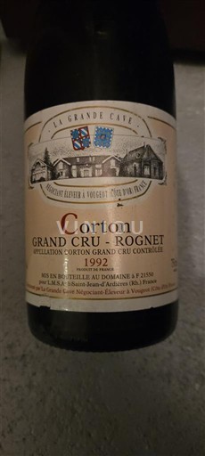 Burgundsko Corton Grand Cru La Grande Cave Grand Cru - Rognet 1992