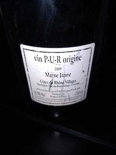 Rhônetal Côtes-du-Rhône-Dörfer P-U-R origine Marne Jaune 2009