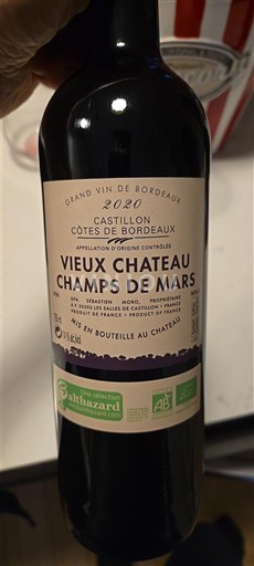 Bordeaux Castillon Côtes de Bordeaux Château Vieux Château Champs de Mars 2020