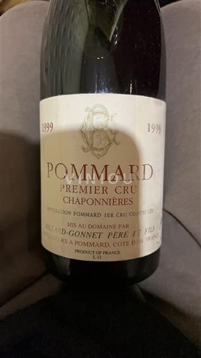 Borgoña Pommard Premier Cru Rillard-Gonnet Père et Fils Chaponnières 1999