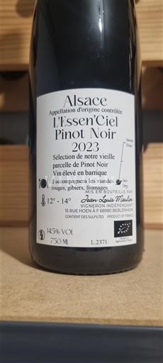 Alsace Pinot Noir Jean Louis Mauler L'Essen'Ciel Pinot Noir 2023