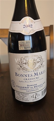 Bourgogne Bonnes-mares Grand Cru Domaine Fougeray de Beauclair 2002