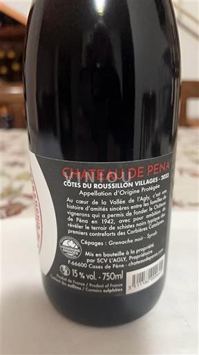 Roussillon Côtes du Roussillon Villages Château Pena 2023