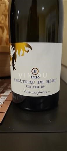 Borgoña Chablis Château Béru Côte aux Prêtres 2020