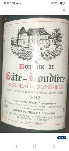 Bordeaux Bordeaux Supérieur Domaine Gâte-Loubière 2012
