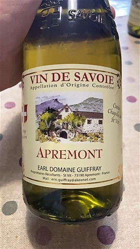 Savoie og Bugey Apremont Domaine Guiffray Chapelle St Viv Ikke årgangsbestemt