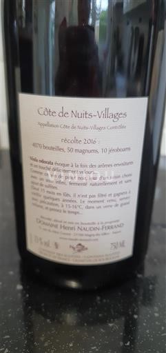 Burgundsko Côte de nuits villages Domaine Henri Naudin-Ferrand 2016
