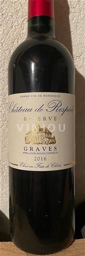 Burdeos Graves Château Respide Réserve en fûts de chêne 2016