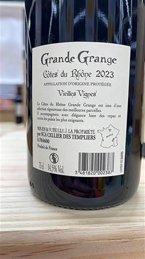 Viinit Rouge sec Vieilles Vignes Grande Grange 2023 Ranska Rhônen laakso Côtes-du-rhône AOC