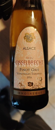 Alsazia Vendanges Tardives Château Willy Gisselbrecht Oenothèque 2016