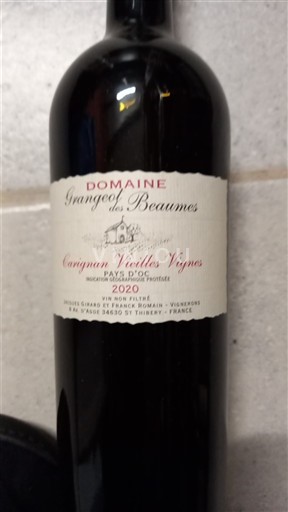 Languedoc ja Roussillon Pays d'Oc Domaine Grangeot des Beaumes Carignan Vieilles Vignes 2020