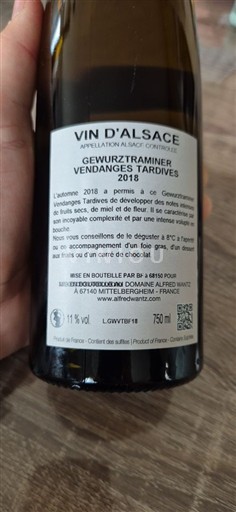 Alsace Ospecificerad Vendanges Tardives Domaine Alfred Wantz Gewurztraminer Vendanges Tardives 2018