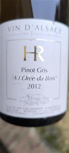 Rượu vang Blanc sec A l'Orée du Bois Domaine Hubert Reyser 2012 Pháp Alsace Pinot xám AOC