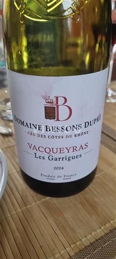 Thung lũng Rhône Vacqueyras Domaine Bessons Dupré Les Garrigues 2024
