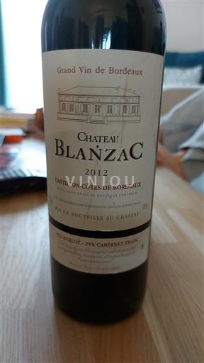 Bordéus Castillon-côtes-de-bordeaux Château Blanzac 2012