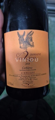 Vina Rouge sec L'Enclos Domaine S 2 Ânes 2018 Francija Langvedok Corbières AOC