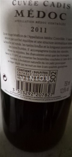 Bordeaux Médoc Cuvée Cadis 2011