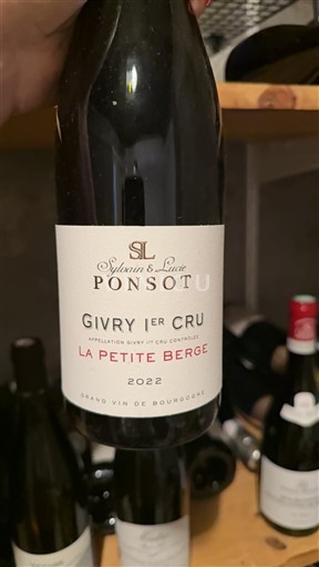 Burgundi Givry Premier Cru Sylvain & Lucie Ponsot La Petite Berge 2022