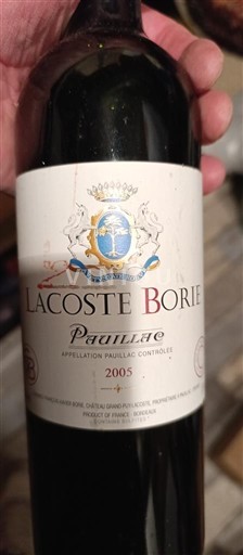 Bordeaux Pauillac Lacoste Borie 2005