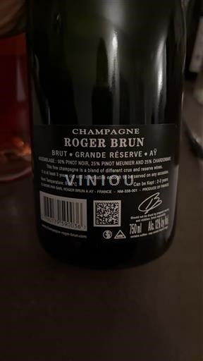 Peneča vina Blanc brut Grande Réserve Roger Brun 2023 Francija Šampanja Šampanjec AOC