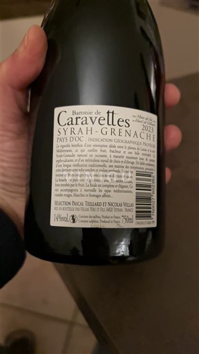 Languedoc y Rosellón País de Oc Baronie de Caravettes Syrah-Grenache 2023