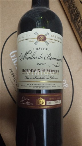 Bordeaux Bordeaux Supérieur Château Moulin de Beauséjour Tradition 2015