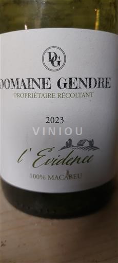 Linguadoca e Rossiglione Côtes catalanes Domaine Gendre l'Évidence 2023