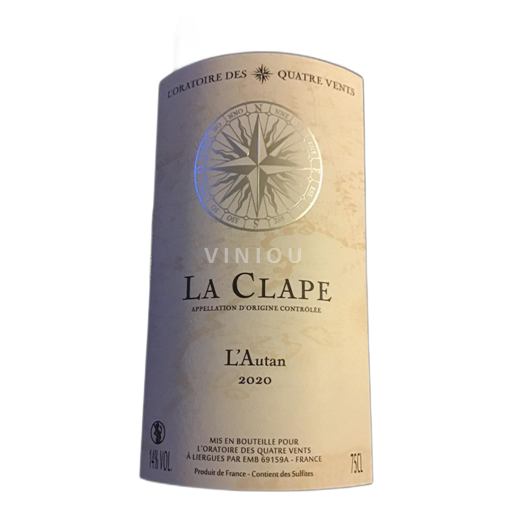 Vin Rouge sec L'Autan Oratoire des Quatre Vents 2020 France Languedoc La Clape AOC