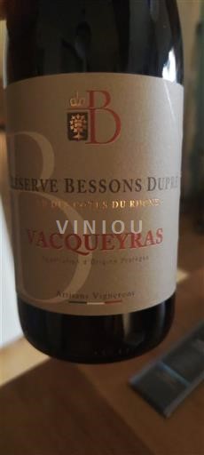Vini Rouge sec Réserve Bessons Dupré Non millésimé Francia Valle del Rodano Vacqueyras AOC