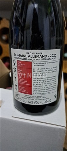 Provence, hạ lưu Rhône, Corse Hautes-Alpes Domaine Allemand Ma Rouge 2020
