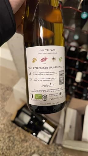 Vine Blanc moelleux Stumpfgasse Domaine Baumann-Zirgel 2021 Frankrig Alsace Gewurztraminer AOC