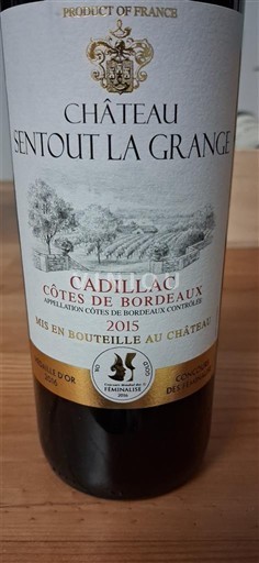 Bordeaux Cadillac-côtes-de-bordeaux Château Sentout La Grange 2015