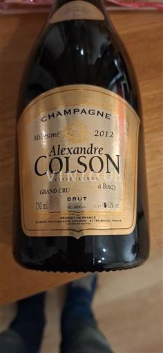 Sparkling Wines Blanc brut Alexandre Colson 2012 France Champagne AOC Grand Cru