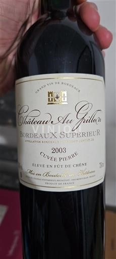 Bordeaux Bordeaux Supérieur Château Au Grillon Pierre 2003