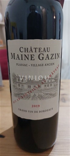 Bordeaux Blaye-Côtes-de-Bordeaux Château Maine Gazin 2019