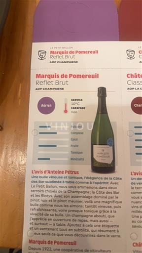 Champanhe Marquis de Pommereuil Reflet Brut Não Sazonado