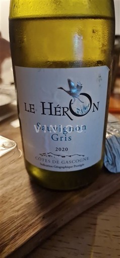 Vini Blanc sec Sauvignon Gris Le Héron 2020 Francia Sud-Ovest Côtes de Gascogne IGP