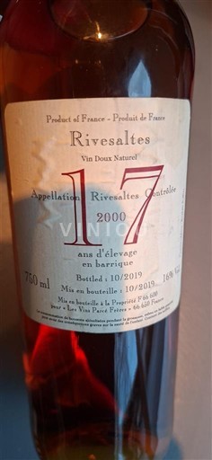 Roussillon Rivesaltes Mas de la Pourraque 17 ans d'élevage en barrique 2000