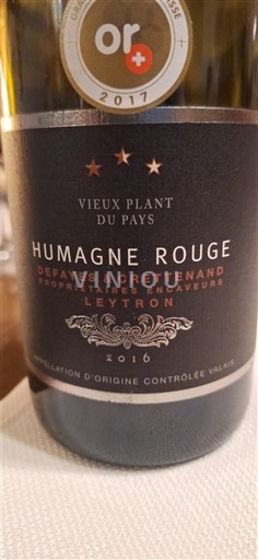 Valais Humagne Rouge Defayes & Crettenand Vieux Plant du Pays 2016